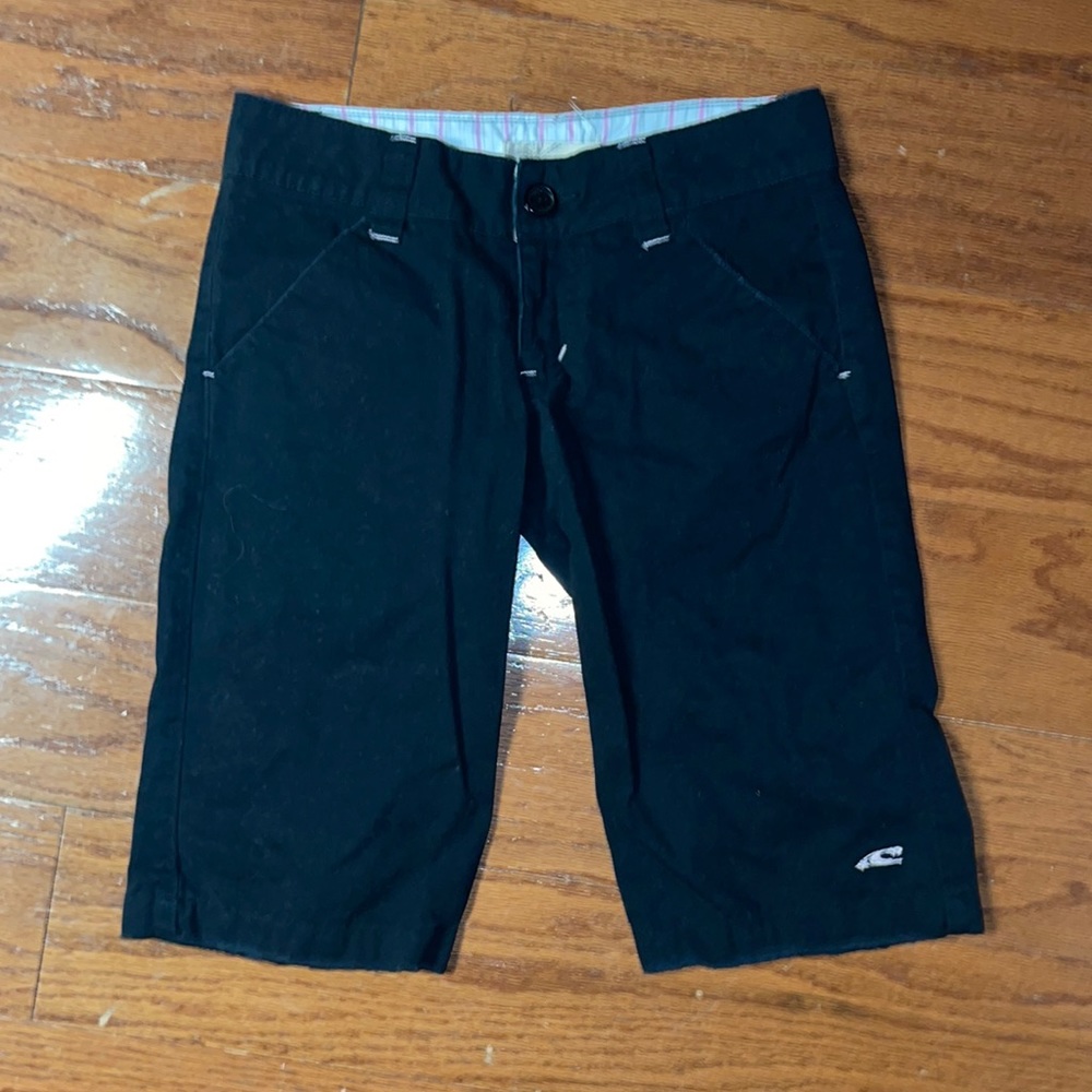 O’Neill black shorts cream color logo embroidered size 0